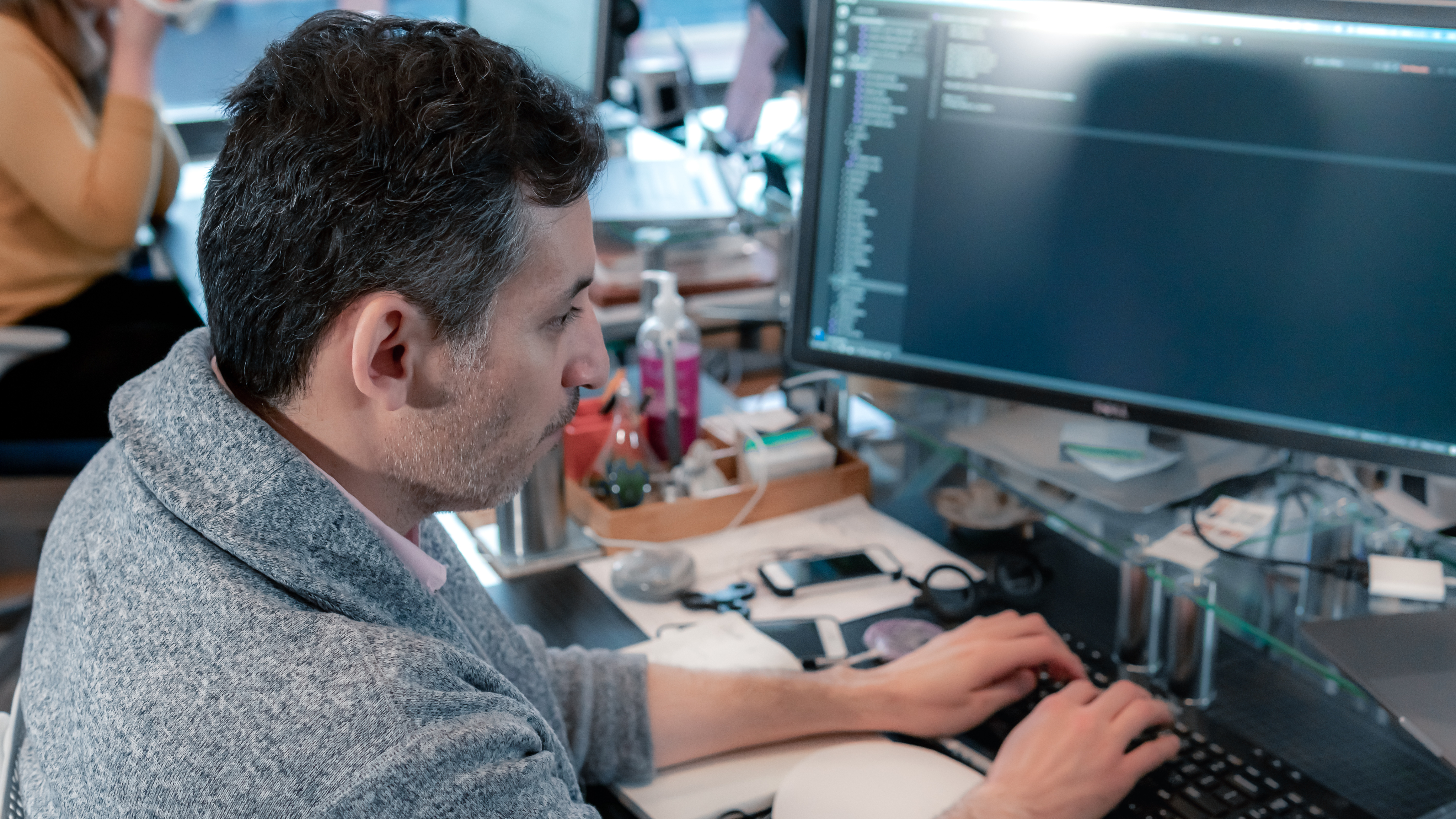 designer working on the platform, doing coding