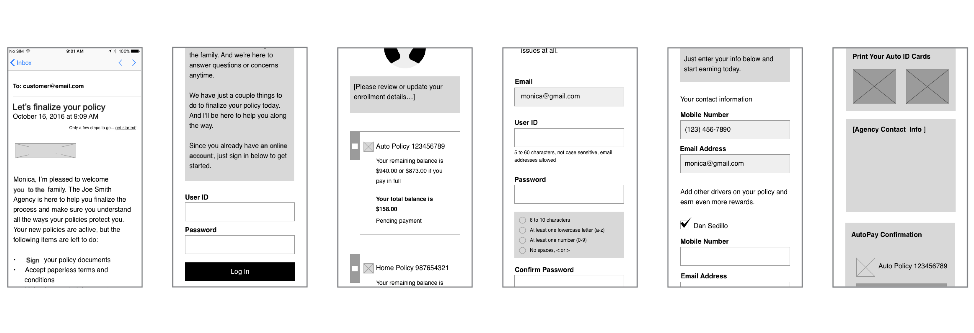 Mobile wireframes