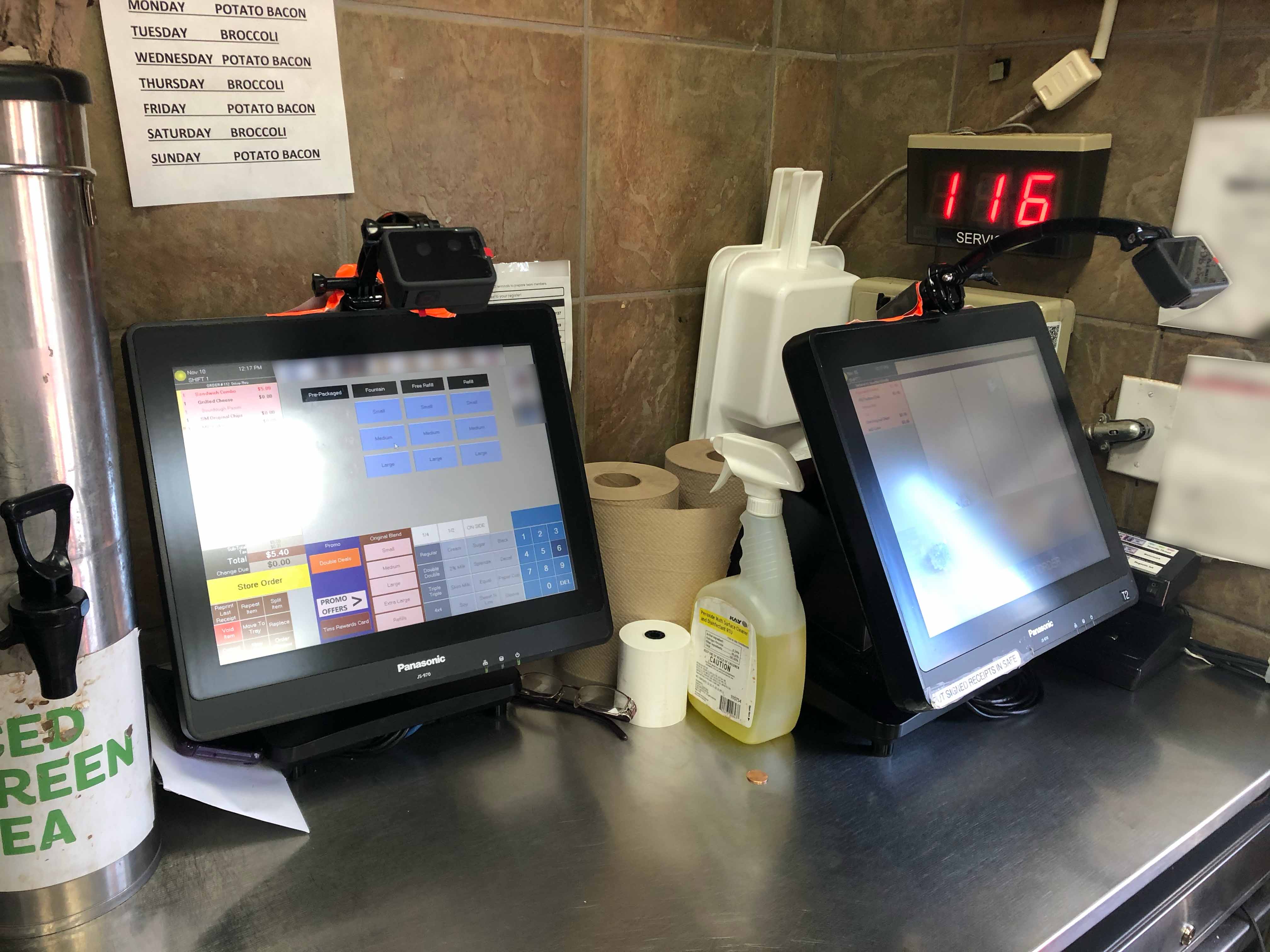 POS system with camera set up for observation