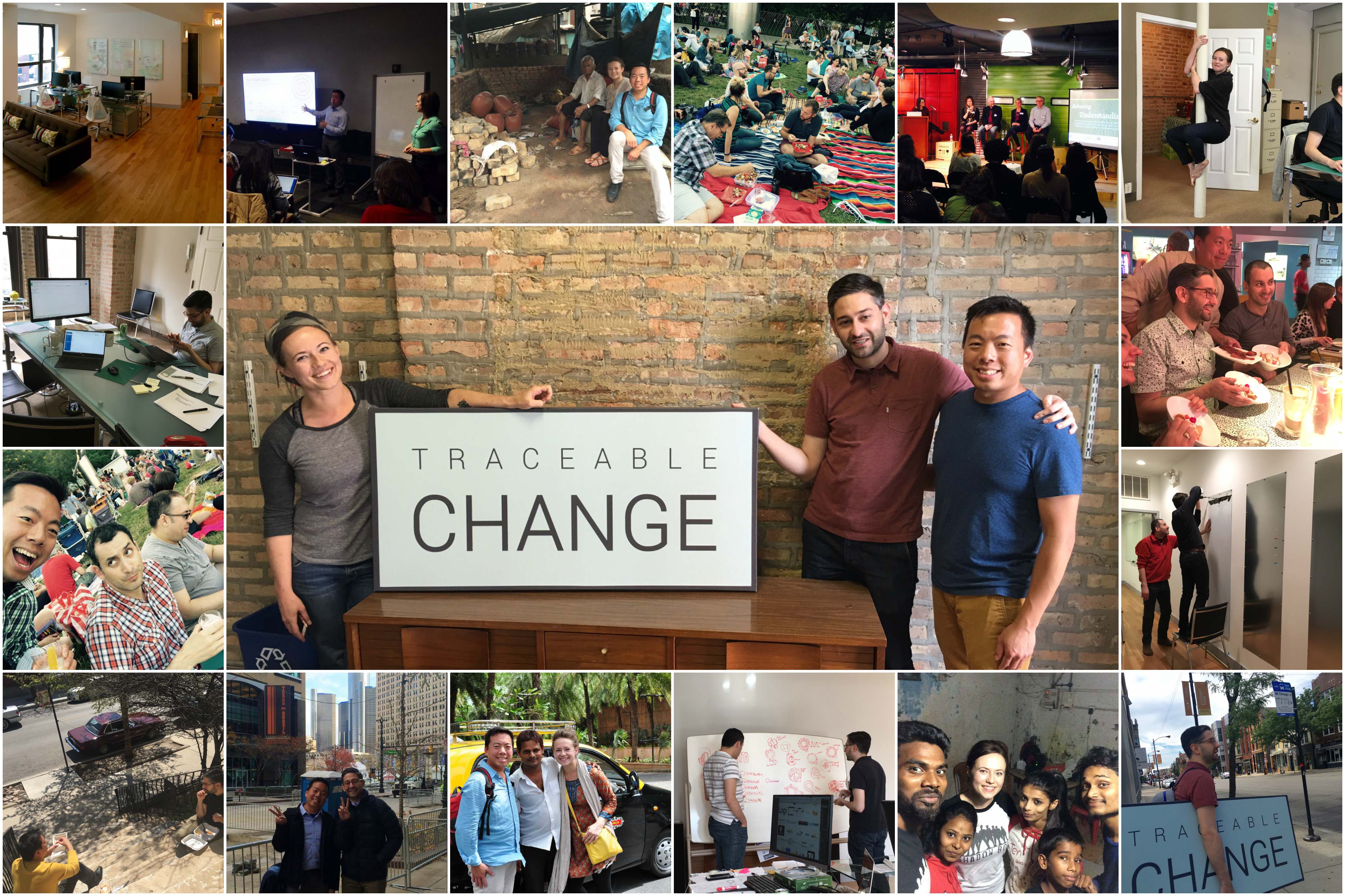 A collage of Traceable Change employees working and having fun. 